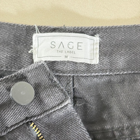 Anthropologie SAGE THE LABEL Distressed Denim Mini Skirt Black Raw Hem Size M - Picture 4 of 12